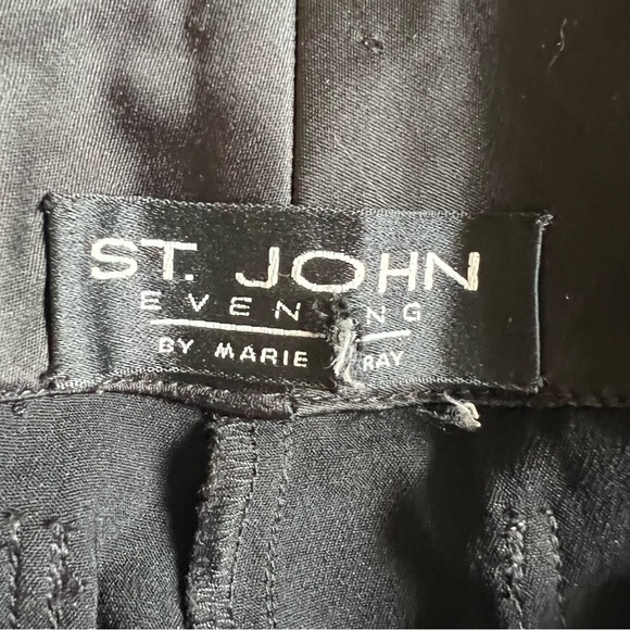 ST. JOHN Evening By Marie Gray Embellished Waist Satin Black Pants - Picture 10 of 13
